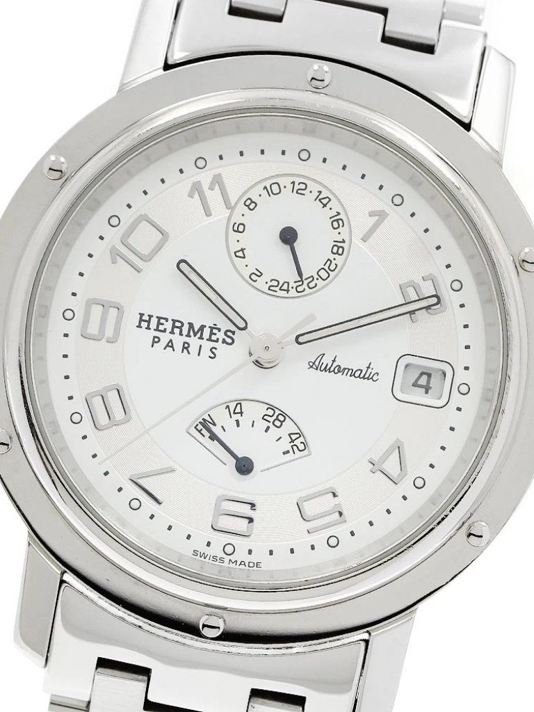 Hermes Clipper Cl2810 Date White  Silver Dial Automatic Mens Watch954846